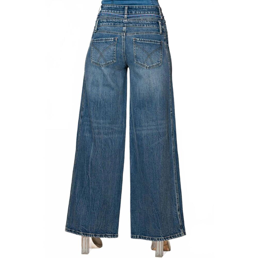 NEW VIBRANT double waist denim jeans in blue - Picture 2 of 3
